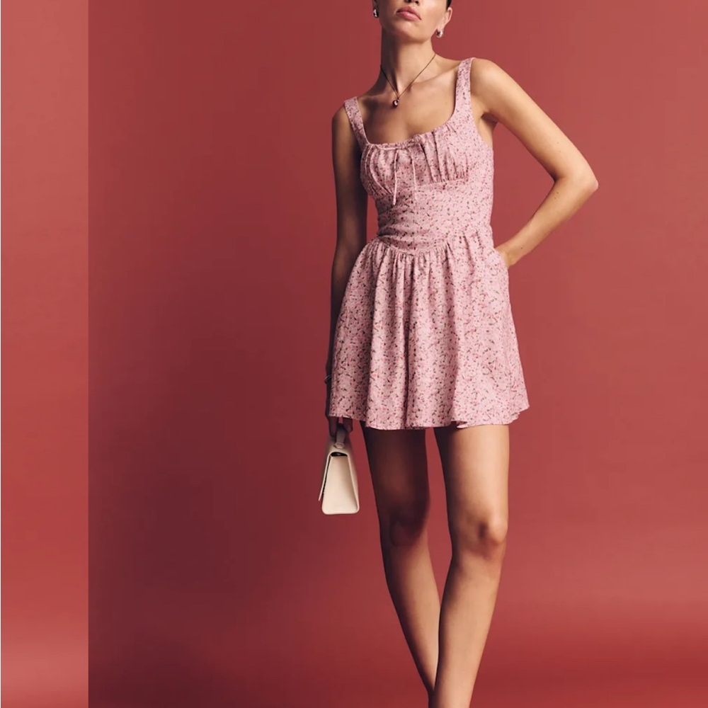 Reformation Daria Linen Dress Pink - Size 4